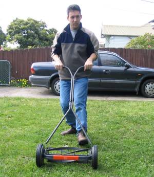 Mowing the grass