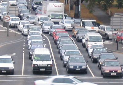 Punt Road in peak hour. Lots of cars with an average 1.1 people each.