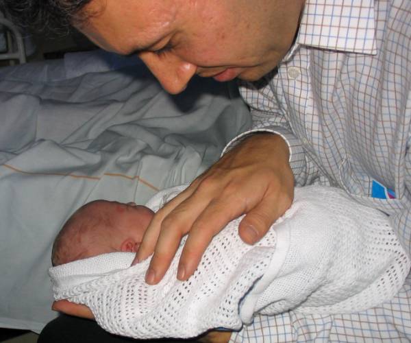 Daniel meets baby Leo