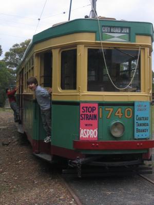 Hanging out of the R-class tram