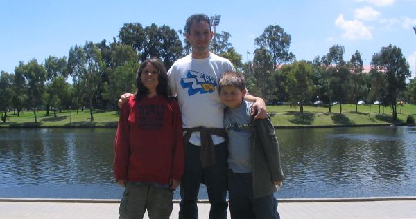 Isaac, Daniel, Jeremy by the Torrens