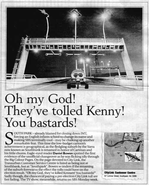 [Oh my God, they've tolled Kenny!]