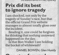 Letter to the Age, 7/3/2001