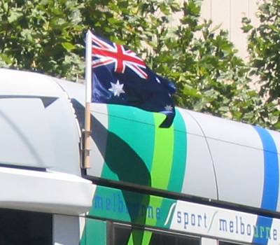 Australian flag on tram