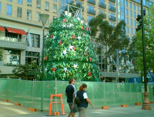 Christmas tree being assembled