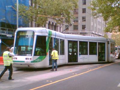 Derailed tram