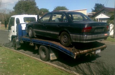 Car being taken away