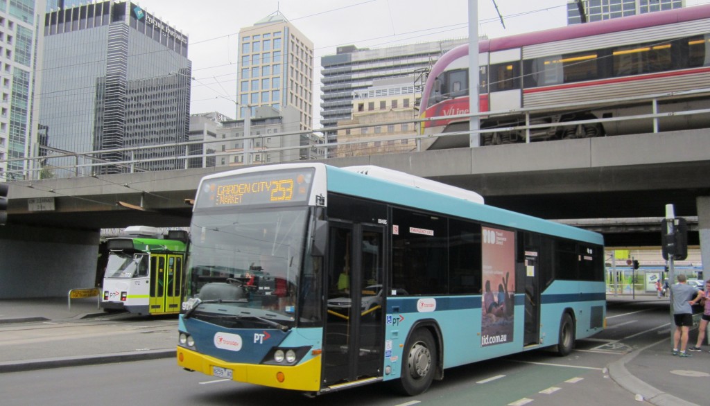 Bus. tram and V/Line train