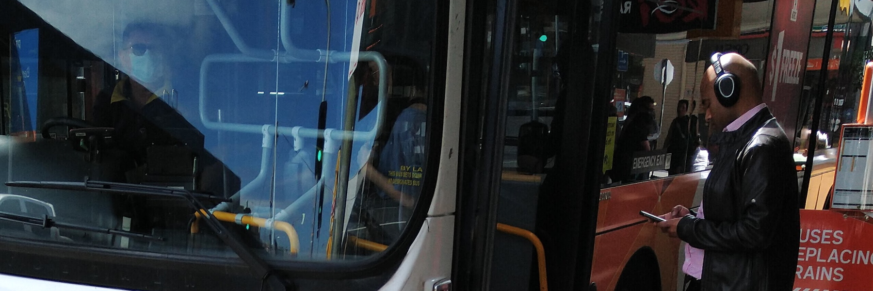 Bus driver with mask